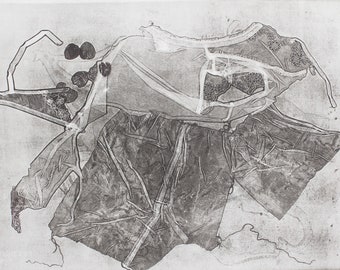 Artwork: Dress in black with gray tones