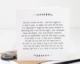 Lost Baby Sympathy Card - Miscarriage Card - Baby Bereavement Card - Baby Loss Card - StillBirth Card - Miscarriage Poem - Baby Loss Poem