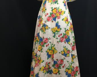 60's/70's Flutter Sleeve Bohemian Maxi Dress