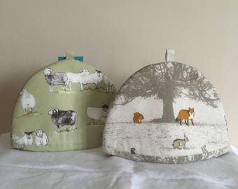 Tea Cosy for 2 cup pot - Sheep and Woodland themed