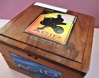 All Wood Cigar Box Craft Supply Purse Craft Storage Pocketbook Repurpose Upcycle Acid Brand Cigar Box Pocketbook Art Craft Supply All Wood
