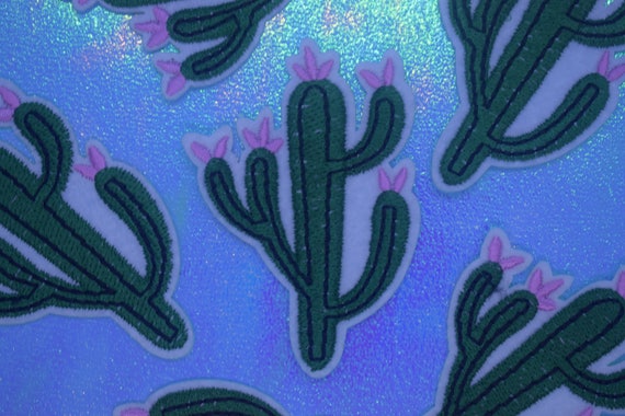 Flowery Cactus Iron on Patch