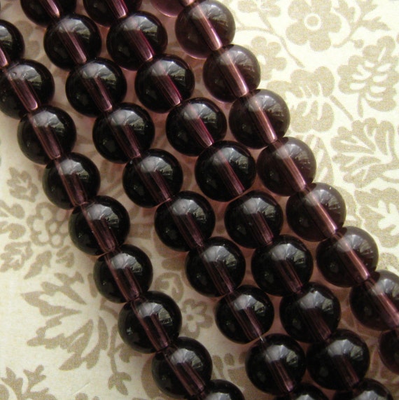 6mm Deep Purple Glass Beads Round 100 Beads Two 11