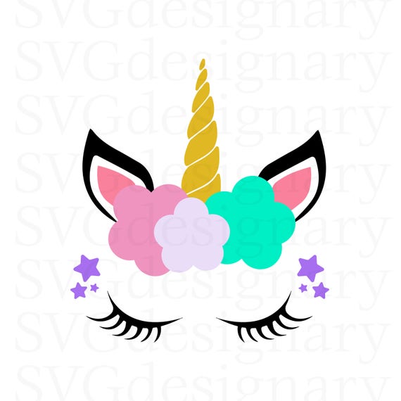 Download Unicorn Flowers with Stars and Eyelashes (Girls, T-shirt ...