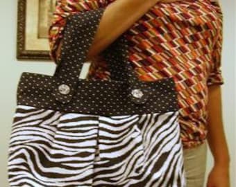 Zebra Pleated Tote Bag - P01