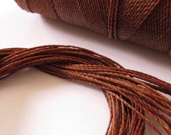 Chocolate Brown Waxed Polyester Cord 25ft pack = 8.33 yards = 7,6 meters Linhasita Thread Brand #788