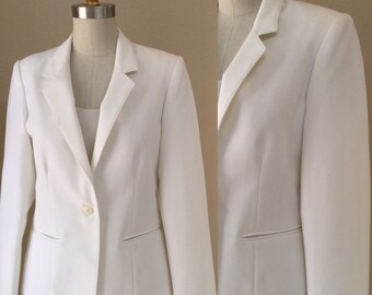 Vintage White Blazer. 80's Secretary Power Blazer. Size 7/8