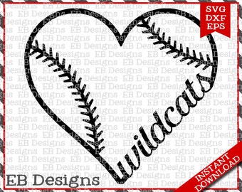 Wildcats Baseball Love SVG DXF EPS Cutting Machine Files Silhouette Cameo Cricut Cardinals Vinyl Cut File Softball Vector svg file