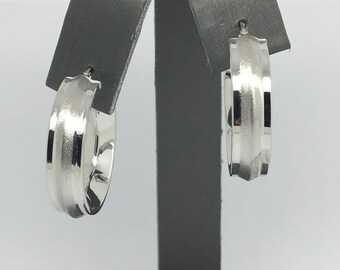 14K White Gold Wide Hoop Earrings