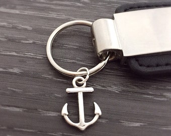 Tiny Anchor Keychain, men's gift, custom best friend gift, couples jewelry, silver anchor keychain, nautical keychain, meaningful keychain