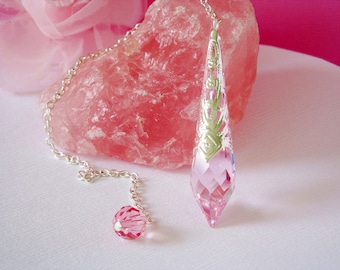 Pink Crystal Pendulum Single Point Crystal Metaphysical Magic Wand