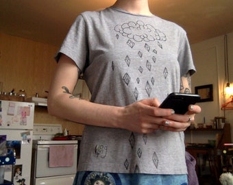 Diamond Drops Hand Painted thrifted T-Shirt