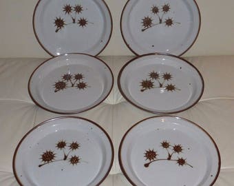 6 Vintage Dansk Denmark Brown Mist Niels Refsgaard Design Dinner Plates