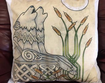 Celtic Wolves Cushion Cover