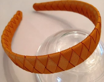 HaNdMaDe Grosgrain 4 Ribbon WOVEN headband solid BURNT ORANGE