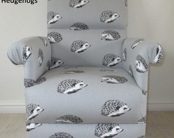 Prestigious Grey Hedgehogs Fabric Adult Chair Armchair Nursery Accent Nursing Bedroom Lounge Kitchen Animals