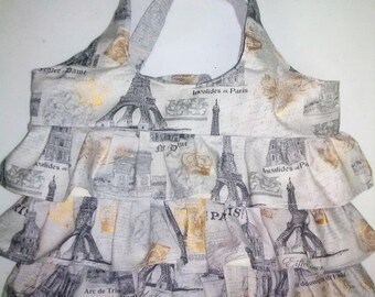 Grey Eiffel Tower Ruffle Bag