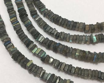 On Sale Lot Of 5 Strands Of Labradorite Disc Square 5 to 6 mm 8"/Gemstone Beads/Semi Precious Beads/Labradorite Beads/Disc Square Beads