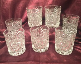 Vintage Clear Cut Bourbon Glasses-set of 7