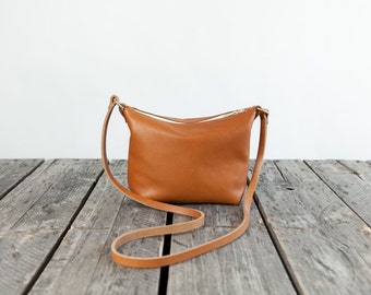 The MINI Leather Cross Body in WHISKEY / / / small leather bag