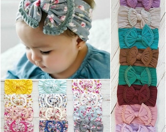 ONE SIZE FITS All Baby headbands, Nylon headbands,Nylon Top Knot Bow Head wrap, baby headwrap,Baby Headband,Baby Nylon Headbands, Big bow