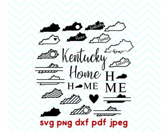 Kentucky svg, State svg, Home, Love, Split, Circle Monogram, Cricut Files, Silhouette Files, Vinyl Cut File, Iron on decal, dxf, pdf