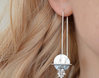 Silver earrings. Long sterling silver earrings. Drop earrings. Silver jewellery. Handmade. MADE TO ORDER.