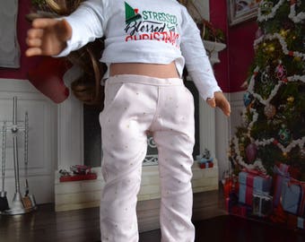 18 inch Doll Clothes - Gold Dot Chinos - Trouser Pants - Pink Metallic Gold - for BOY or GIRL - fit American Girl