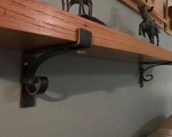 Sale! Handcrafted Metal Shelf Bracket, Edged Flat Scroll, Shelf Hangers, Shelf Support, Handmade, Rustic, Farmhouse, Iron, Steel