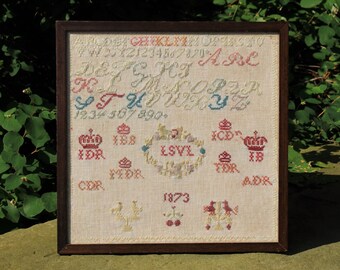 Antique Folk Art Needlework Sampler, dated 1837