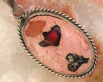 Mexican Fire Opal in Matrix Pendant