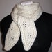 Lacy Cashmere Scarf, Hand Knit, Cascading Leaves, Natural Color, Mongolian Cashmere, Handmade, Super Soft, Creamy White, Designer Original