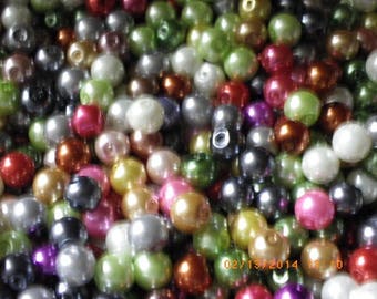 lot of 300 beads 8 mm glass Pearl in mixed colors 8 mm
