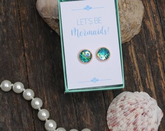 Let's Be Mermaids, Mermaid Earrings, Mermaid Jewelry, Mermaid Party, Mermaid Scale Earrings, Mermaid Tail, Birthday Gift, Party Favor