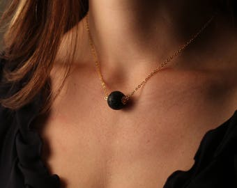 Oil Diffuser Necklace Lava Bead Necklace • Aromatherapy Gift Diffuser Jewelry Black Lava Stone • Essential Oil Diffuser Gift Yoga