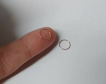 26G Extra EXTRA Super thin 14K Rose Gold F,Sterling Silver,Yellow gold F Seamless Hoop Rings for Nose,Ear,Cartilage,Tragus,eyebrow,Thin/Snug
