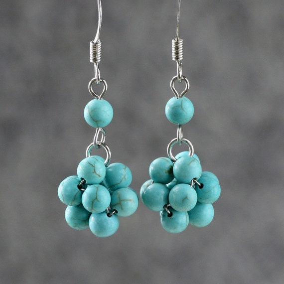 Turquoise ball drop Earrings bridesmaids gifts Free US