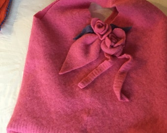 Upcycled wool & cashmere maroon felted tote