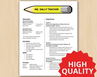 elementary school resumes