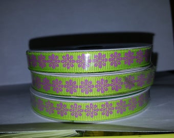 Lime Green and Purple Flower Ribbon