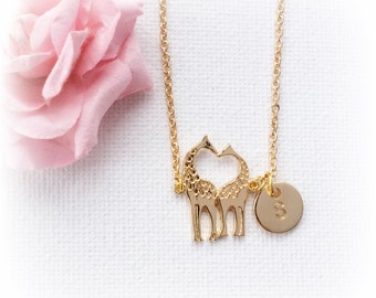 Gold giraffe Necklace, baby giraffe, giraffe, giraffe jewellery, animal necklace, sister gift, Sisters Jewellery, Best Friends, Gift Idea,