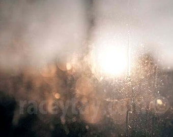 Nordic Snowfall - Abstract Nature Photography in Gold Silver White Modern Art Print