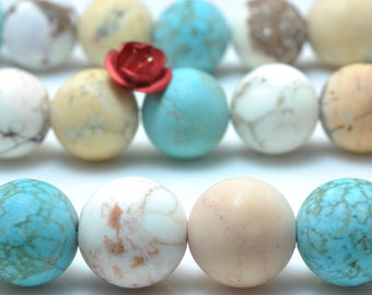 37 pcs of Mixed color Turquoise matte round beads in 10 mm(06770#)