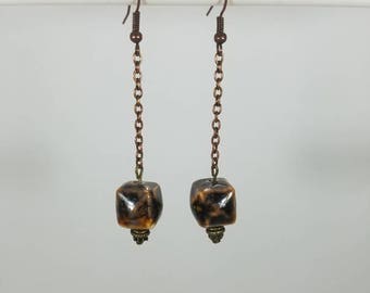 Brown and Copper dangle earrings