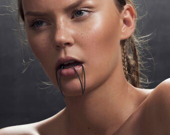 Vampire Fangs Jewelry. Mouth Jewelry. Mouth Piece. Oxidized Sterling Silver Fangs Jewelry. The Shape of Ink Collection. Piece Of Art.