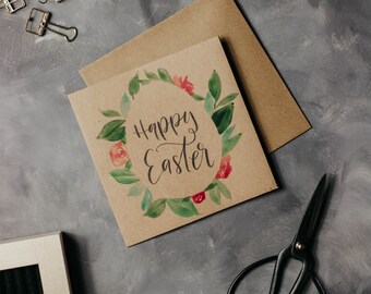 Happy Easter-Watercolor painted map with envelope for Easter