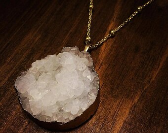 Juliet Quartz & Yellow Gold Pendant Necklace. Choose Chain Length. FAST Shipping w/Tracking for US Buyers. Will Arrive in Gift Box w/Ribbon.
