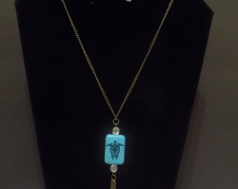 Turtle stone with fringe necklace set