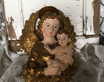 Madonna Figurine, Angel, Virgin Mary, Vintage, 1960s, Baby Jesus, Religious Figurine, Religious Statue, Vintage Madonna, Figurine, Religious