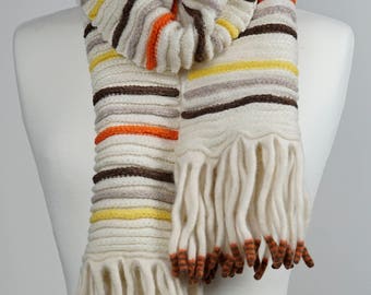 Cream Stripe Lambswool Scarf